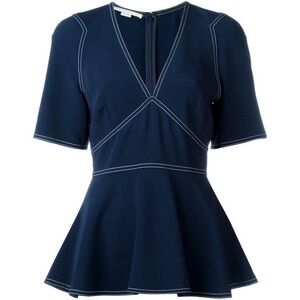 Stella McCartney Contrast Stitch Kimono / Peplum Short‎ Sleeve Blouse sz 42